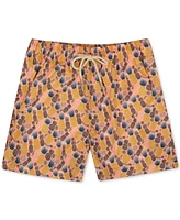 Sunset and Vines Men's Pineapple-Pattern Woven Swim Trunks