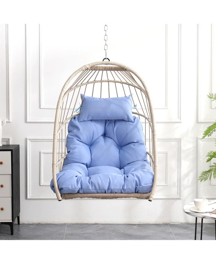 Outdoor garden rattan egg swing chair hanging chair Pe hanging chair blue