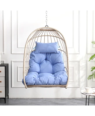 Outdoor garden rattan egg swing chair hanging chair Pe hanging chair blue