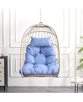 Outdoor garden rattan egg swing chair hanging chair Pe hanging chair blue