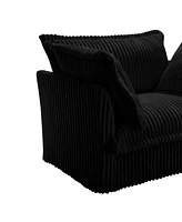 Black Corduroy Armchair Set with Pillows