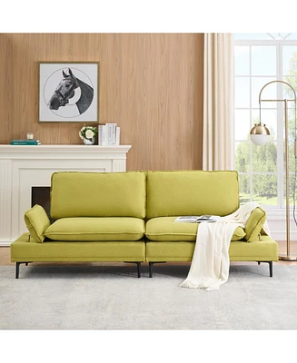 Custom 89" Cotton-Linen Throw: Green Elegance for Every Space