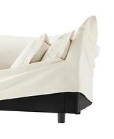 Slipcovered 2-Seater Armless Sofa with Pillows, Chenille Fabric, Cream