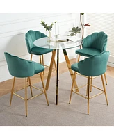 Luxe Green Velvet Bar Chairs (Set of 5) with Gold Metal Legs