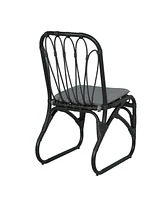 Outdoor Grey Wicker Dining Chairs (Set of 2) with Washable Cushions