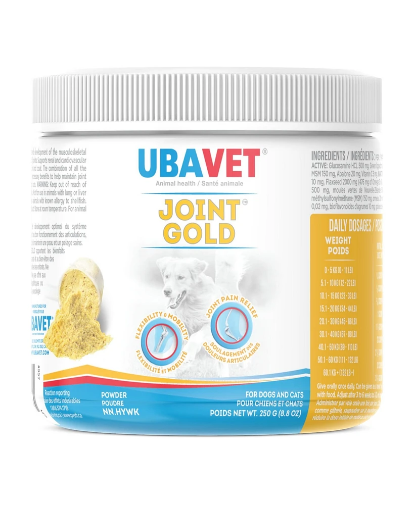 Ubavet Joint Gold Joint Care Powder for Dogs & Cats – 8.8 oz (250g)