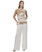 Dkny Petite Printed Sleeveless Knit Top