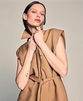 Kenneth Cole Women's Vision Twill Belted Cargo Vest