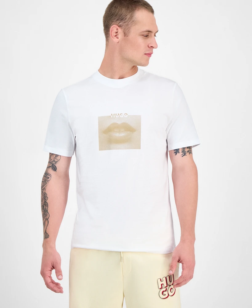 Hugo Boss Men's Deterni Short Sleeve Crewneck Lips Graphic T-Shirt