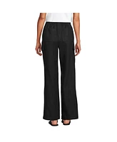 Lands' End Women's Linen High Rise Elastic Back Wide Leg Cargo Pants