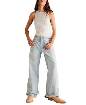 Free People Women's Cotton Palmer Cuffed Boyfriend Jeans