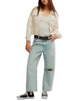 Free People Women's Deep Trance Dropped Barrel-Leg Cotton Jeans