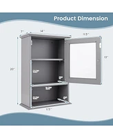 Gymax Wall Mounted Bathroom Cabinet Storage Organize Hanging Medicine Adjustable Shelf