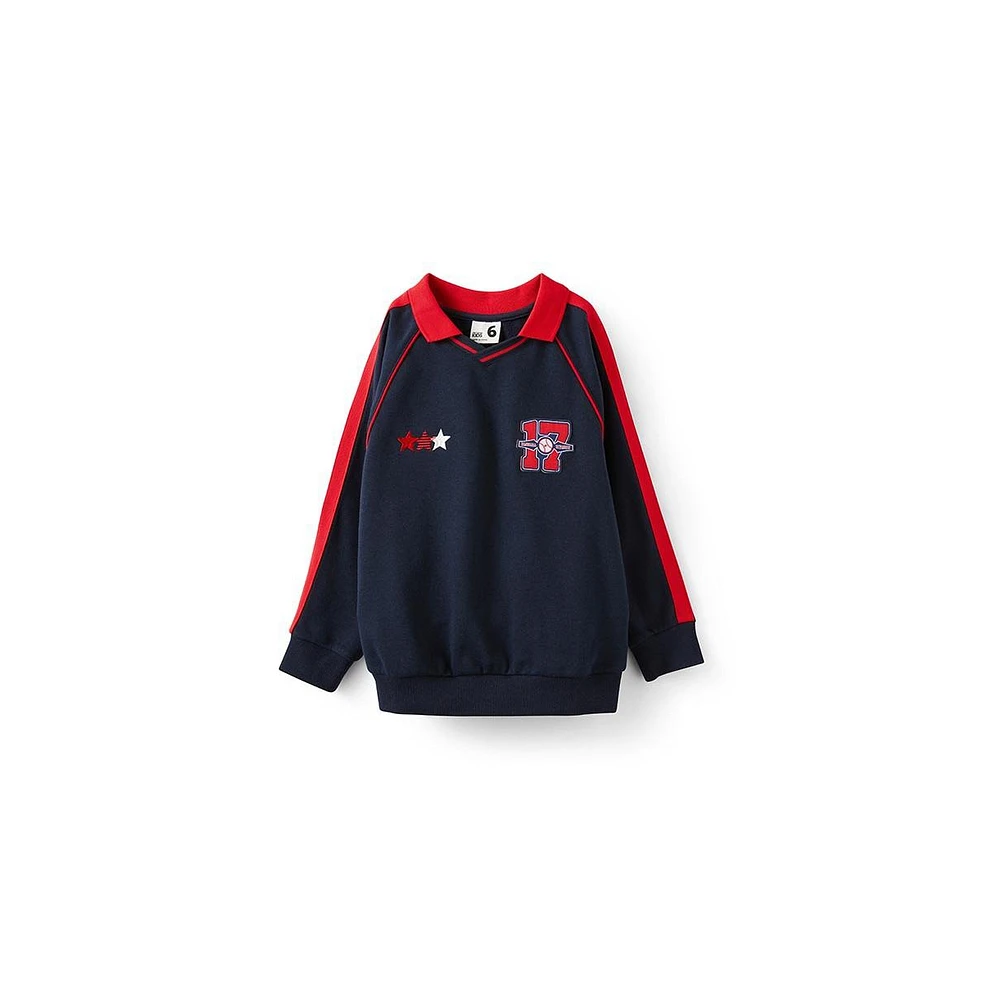 Cotton On Little Boys Little/Big Polo Collar Fleece Top