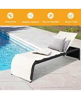 Gymax 2PCS Adjustable Rattan Recliner Chaise Lounge Chair w/ Cushion Outdoor Patio
