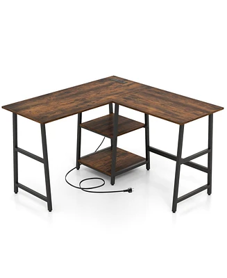 L-Shaped Corner Computer Desk with Storage Shelves