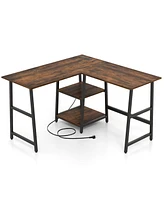 L-Shaped Corner Computer Desk with Storage Shelves