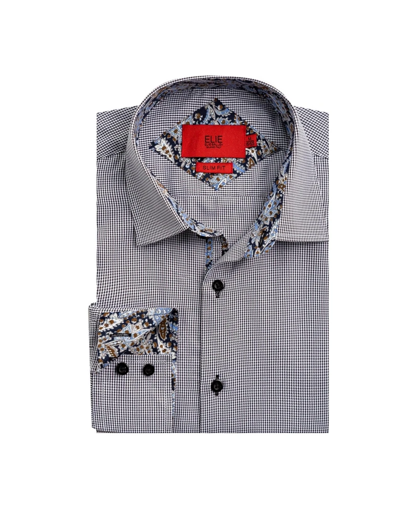 Elie Balleh Big Boys Slim Fit Houndstooth Dress Button-Down Shirt