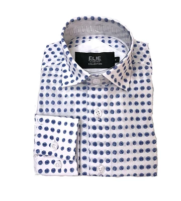 Elie Balleh Big Boys White Dotted Slim Fit Shirt for