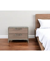 Two Drawer Nightstand with Storage for Bedroom Bedside Table with Drawers