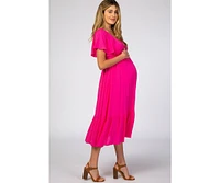 Pinkblush Maternity Fuchsia Smocked Ruffle Dress