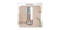 57 Inch Bathroom Tall Cabinet with 1 Door and 4 Shelves Narrow Storage Unit with Adjustable Shelves