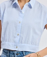 Reistor Women's Oversized Crop Shirt Classic Stripes