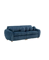 84" Blue Corduroy Sofa Couch
