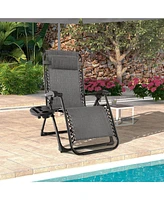 Gymax Zero Gravity Chair Folding Recliner Lounge w/ Cushion Cup Holder