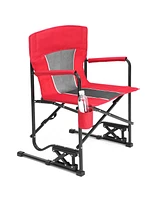 Mondawe Outdoor Freestyle Rocker Camping Chair Portable Folding Rocking with Solid, Durable Armrests, Drink Holder & Comfortable Backrest