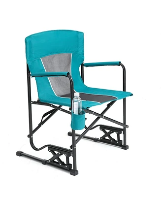 Mondawe Outdoor Freestyle Rocker Camping Chair Portable Folding Rocking with Solid, Durable Armrests, Drink Holder & Comfortable Backrest