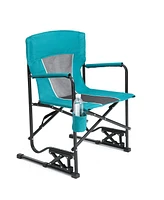 Mondawe Outdoor Freestyle Rocker Camping Chair Portable Folding Rocking with Solid, Durable Armrests, Drink Holder & Comfortable Backrest