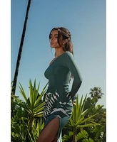 Jluxlabel Women's One Shoulder Palm Print Dress