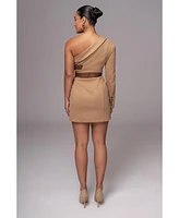 Jluxlabel Women's One Shoulder Suede Blazer Dress