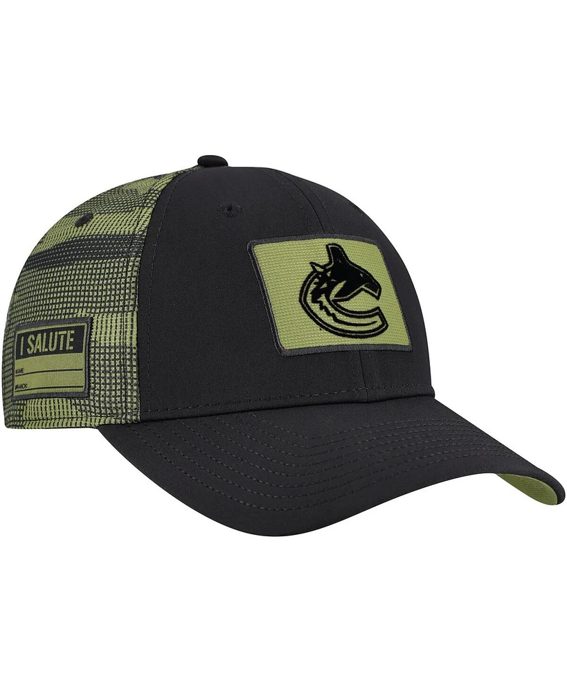 Fanatics Men's Black Vancouver Canucks Authentic Pro Military Appreciation Adjustable Hat