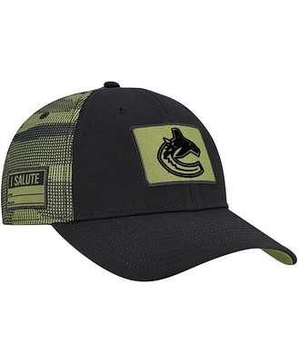 Fanatics Men's Black Vancouver Canucks Authentic Pro Military Appreciation Adjustable Hat