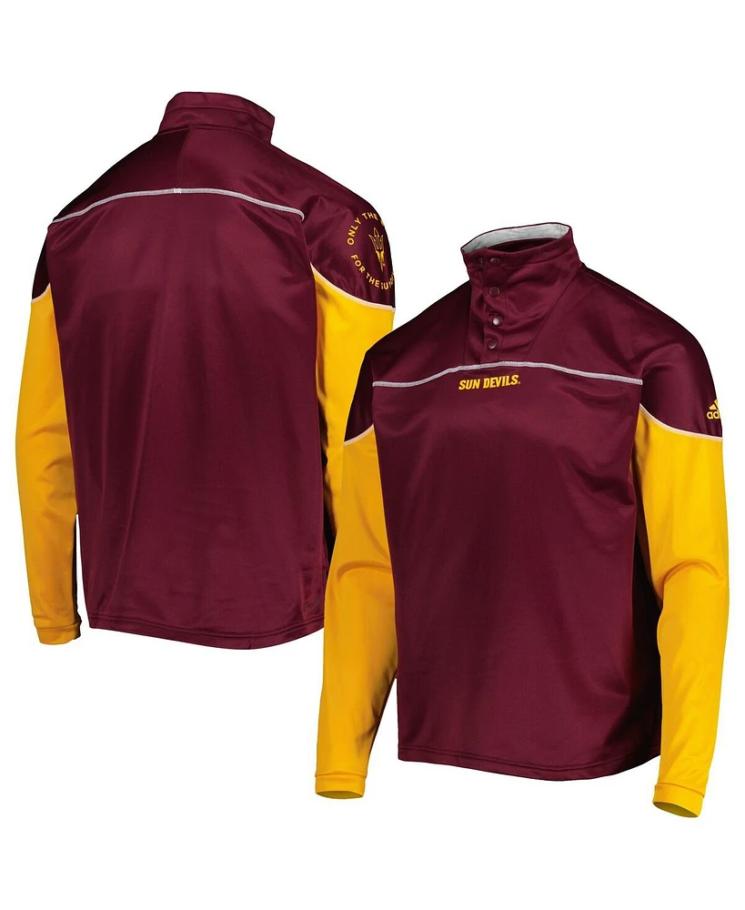 Adidas Men's Maroon Arizona State Sun Devils Aeroready Knit Quarter-Snap Jacket