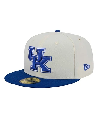 New Era Men's Cream Kentucky Wildcats Chrome 59FIFTY Fitted Hat