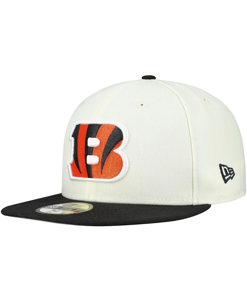 New Era Men's Cream/Black Cincinnati Bengals Main 59FIFTY Fitted Hat
