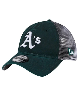 New Era Men's Green Athletics Team Slick Trucker 9TWENTY Adjustable Hat