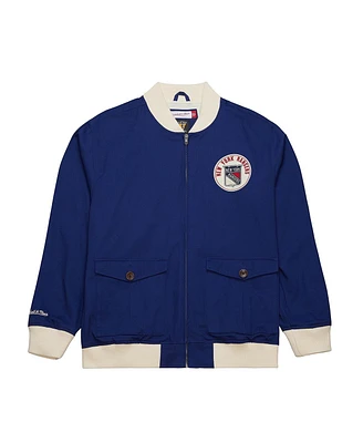 Mitchell & Ness Men's Blue New York Rangers Vintage Coaches Cotton Twill Full-Zip Jacket
