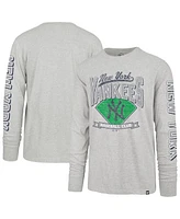 '47 Brand Men's Gray New York Yankees Big Tall Distressed Franklin Long Sleeve T-Shirt