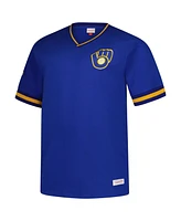 Mitchell & Ness Men's Royal Milwaukee Brewers Big Tall V-Neck T-Shirt