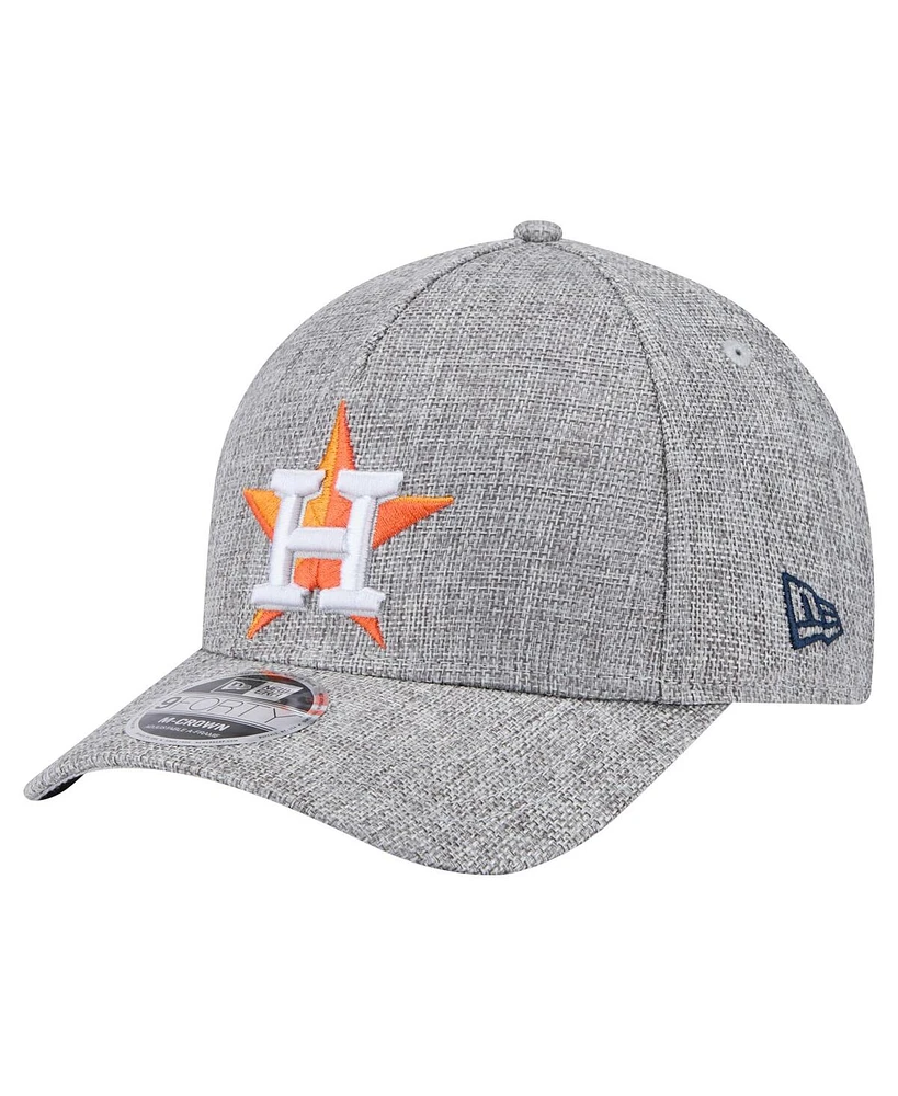 New Era Men's Gray Houston Astros Cotton Weave M-Crown A-Frame 9FORTY Adjustable Hat