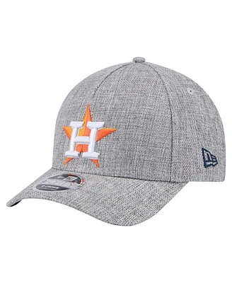 New Era Men's Gray Houston Astros Cotton Weave M-Crown A-Frame 9FORTY Adjustable Hat