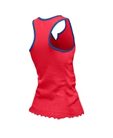 New Era Women's Red Buffalo Bills Lettuce Hem Notch Neck Tri-Blend Tank Top