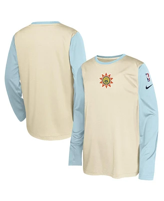 Nike Big Boys and Girls Tan San Antonio Spurs 2024/25 City Edition Pregame Performance Long Sleeve Shooting T-Shirt
