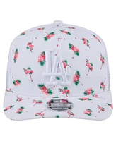 New Era Men's White Los Angeles Dodgers Flamingo Mesh Back 9SEVENTY Stretch-Snap Hat