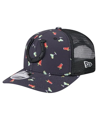 New Era Men's Navy/Black Indianapolis Colts Adventure Drinks Pattern 9SEVENTY Stretch Snap Hat