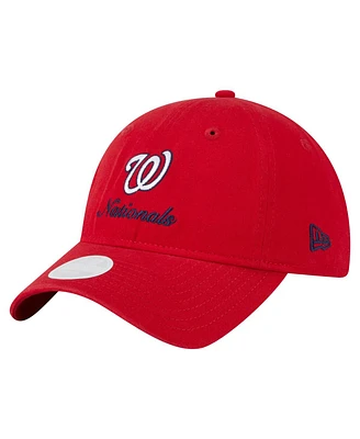 New Era Women's Red Washington Nationals Preppy Team 9TWENTY Adjustable Hat